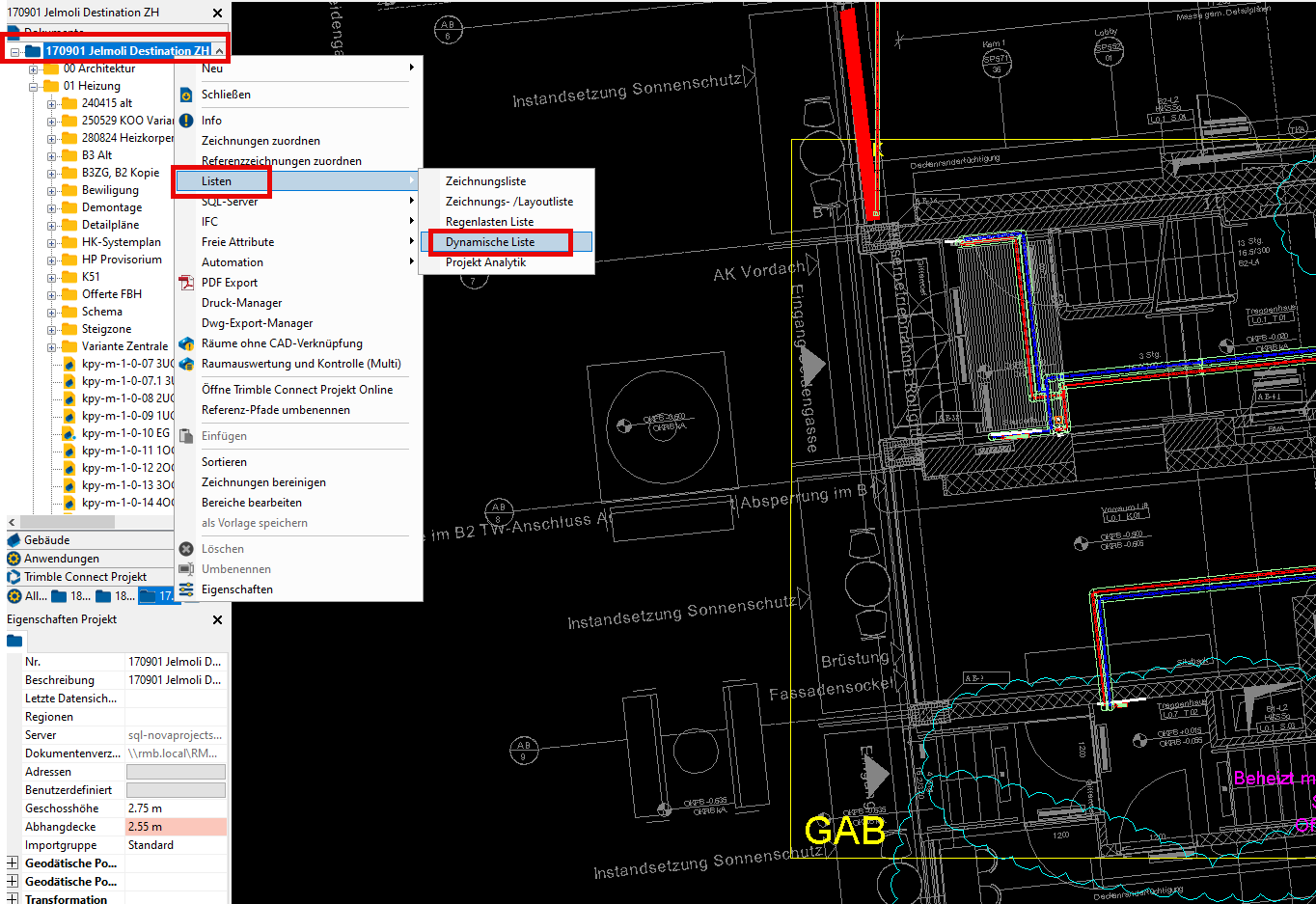 Dynamische Liste öffnen